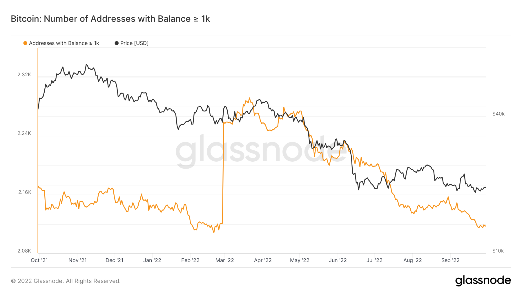 Bitcoin Number of Addresses with Balance ≥ 1k